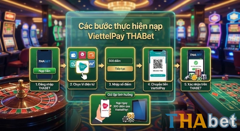 Các bước thực hiện nạp tiền THABET từ ví ViettelPay