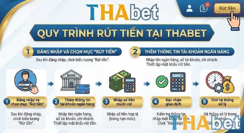 Quy trình rút tiền tại THABET được tối ưu an toàn trong 3 phút