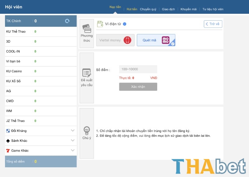 Nạp tiền qua Ví điện tử (Momo, ZaloPay, ViettelPay)
