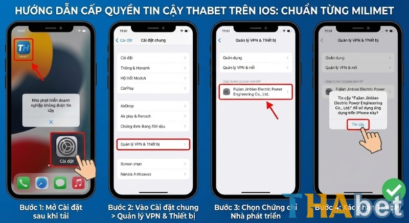 Cách cấp quyền tin cậy iphone cho ứng dụng THABET