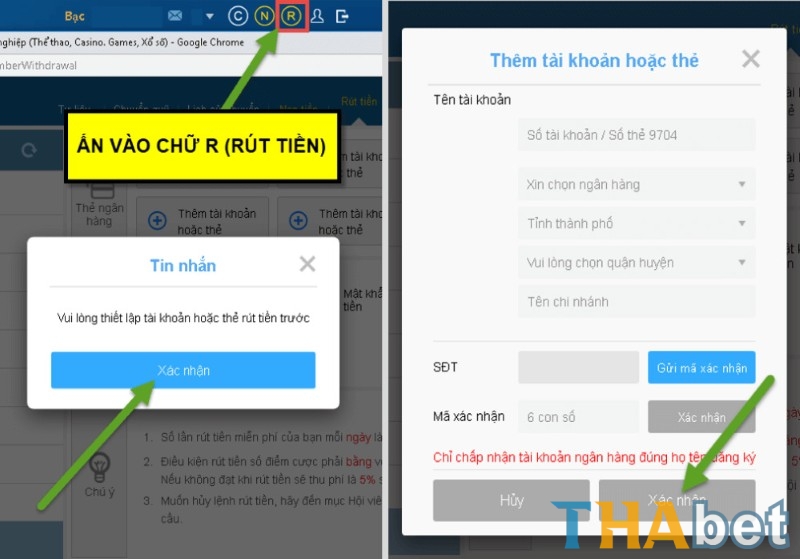 Hướng dẫn liên kết ngân hàng THABET chuẩn chỉ với 4 bước