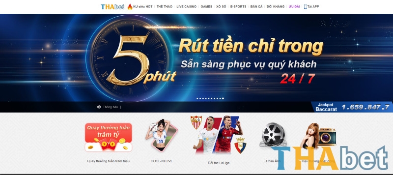 THABET nạp rút siêu tốc trong vòng 5 phút