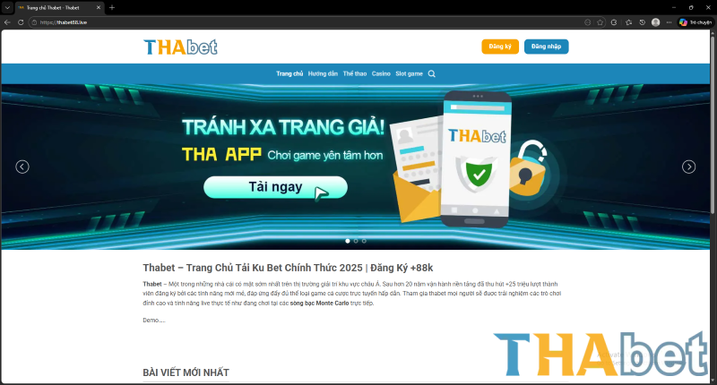 Các bước vào nhà cái THABET trên máy tính qua trình duyệt