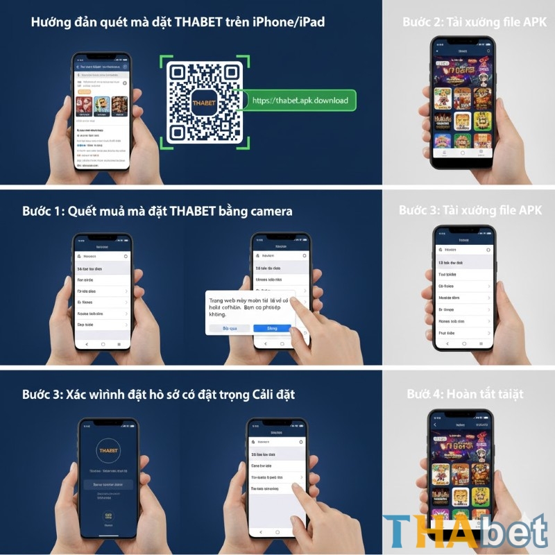 Cách quét mã QR tải THABET trên điện thoại iOS