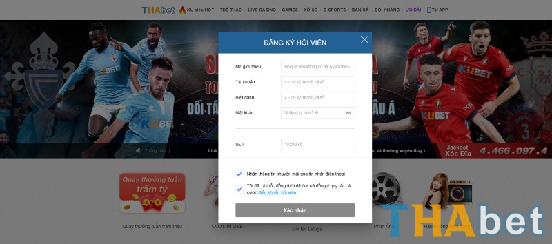 3 bước đơn giản đăng ký tài khoản và xác minh tại THABET