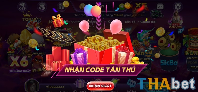 Code tân thủ slot game ưu đãi đặc biệt dành riêng cho thành viên mới của THABET