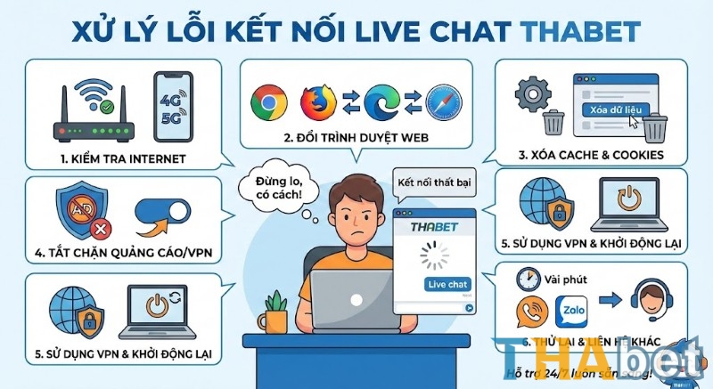 Xử lý các lỗi thường gặp khi không thể kết nối Live Chat THABET