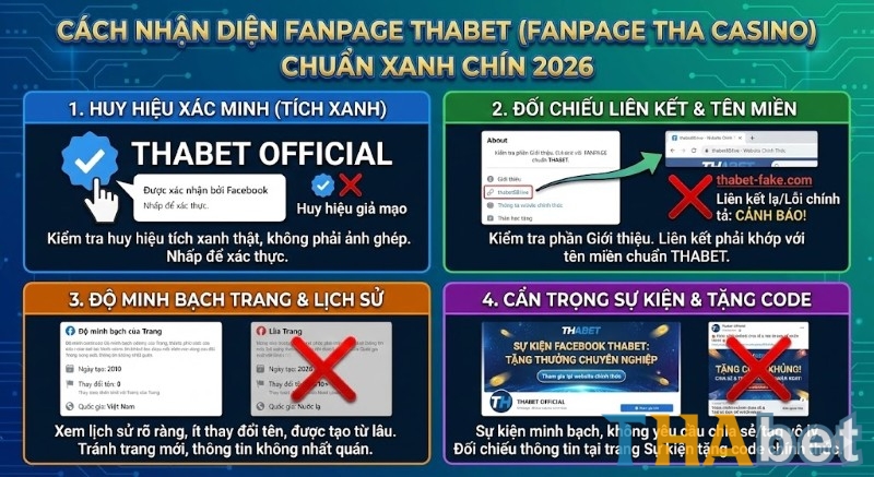 Cách nhận diện Fanpage THABET chính thức (Tha Casino) chuẩn xác năm 2026