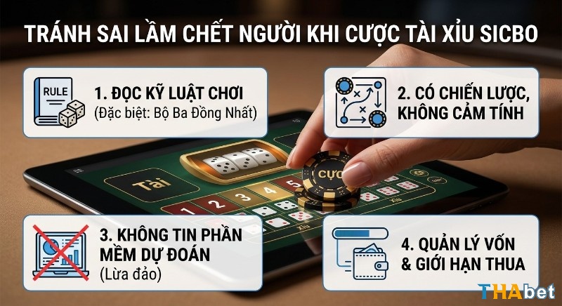 Hướng dẫn 4 bước tránh các sai lầm nguy hiểm khi cược Tài Xỉu Sicbo, từ việc nắm luật đến quản lý ngân sách