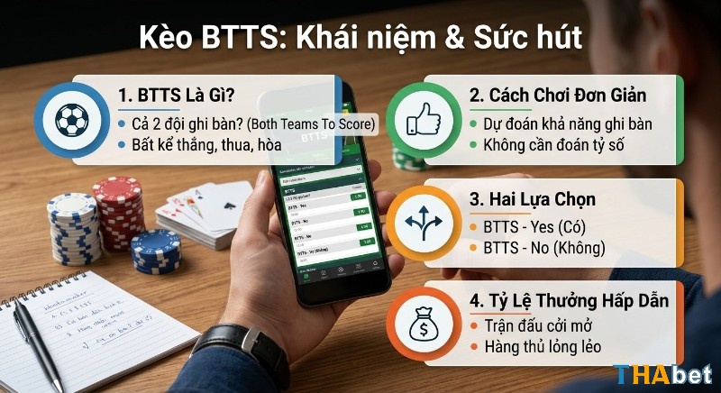 Tổng quan 4 điểm quan trọng của kèo BTTS là gì: giải thích khái niệm, cách chơi đơn giản, hai lựa chọn và tỷ lệ thưởng hấp dẫn