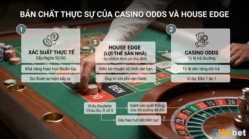 Casino Odds là gì? và House Edge: lợi thế nhà cái Roulette ô số 0 giảm xác suất thắng còn 48.6%, gây hao hụt vốn