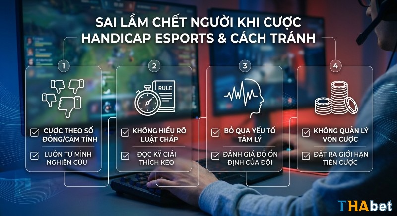 Tổng quan 4 sai lầm phổ biến khi cược kèo Handicap eSports: từ bỏ cảm tính, hiểu luật, quản lý vốn để tránh thua lỗ
