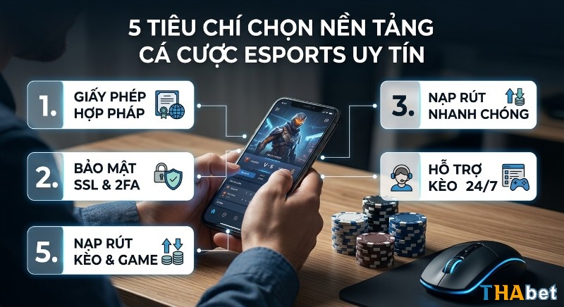 Checklist 5 tiêu chí lựa chọn nền tảng cá cược eSports uy tín, đảm bảo giao dịch nhanh chóng và bảo mật thông tin người chơi