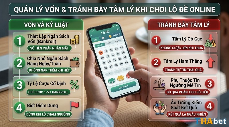 Quản lý vốn, tránh bẫy tâm lý lô đề là gì online: ngân sách, cược 1-5%, dừng lỗ, tránh gỡ gạc, ham thắng, mê tín
