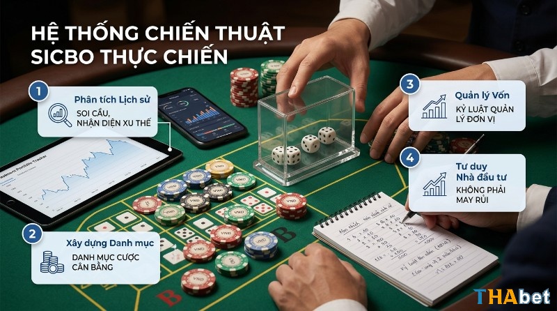 Hệ thống sicbo chiến thuật thực chiến với phân tích lịch sử, danh mục cược cân bằng, quản lý vốn kỷ luật, và tư duy nhà đầu tư trên bàn cược